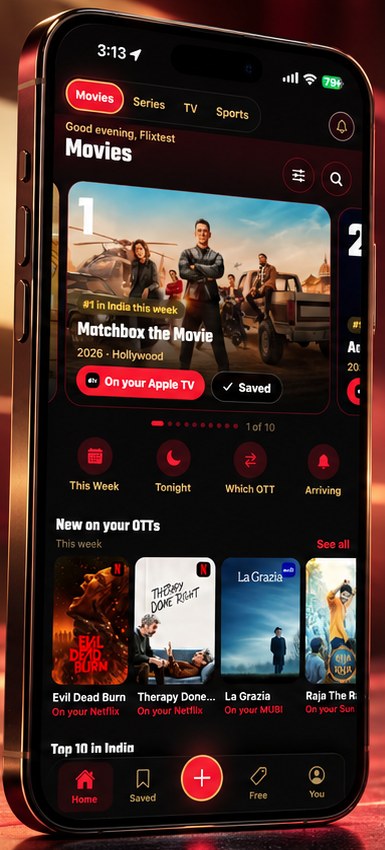 OGFLIX Movies home: India's number one title this week, with an On your Apple TV button